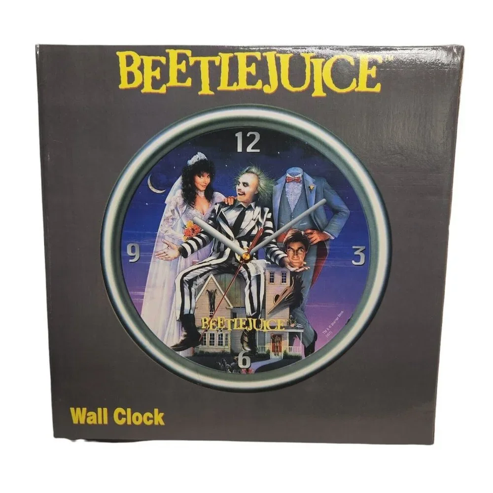 Vintage Beetlejuice Wall Clock Tim Burton 2001 Movie Collectible Home Decor